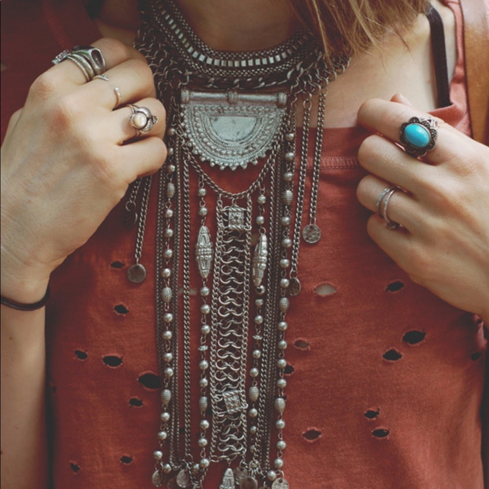 Free People Exaggerated Fringe Collar Necklace